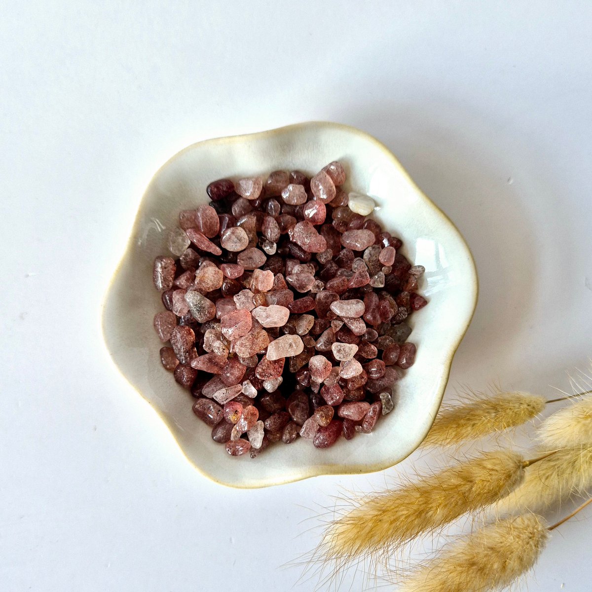 Mini Trommelsteine 100 Gramm - Erdbeerquarz
