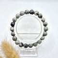 Edelsteinarmband mit 8 mm runden Perlen - grauer Jaspis