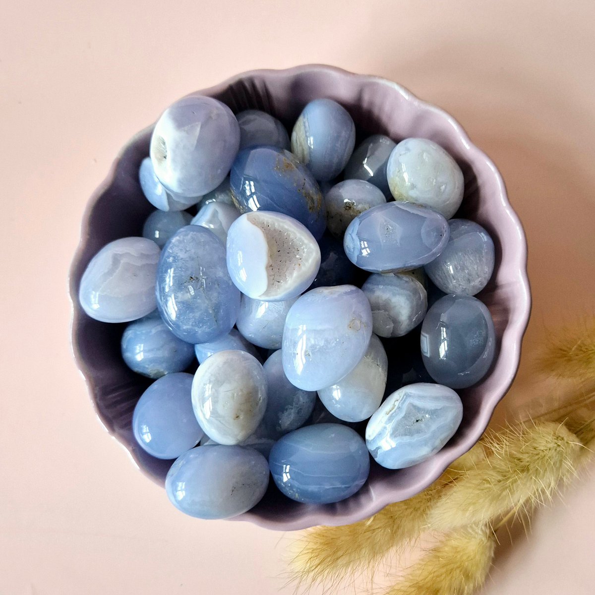 Blaue Spitzen-Achat-Drusen-Handsteine (3-5 cm) - SchatzStein