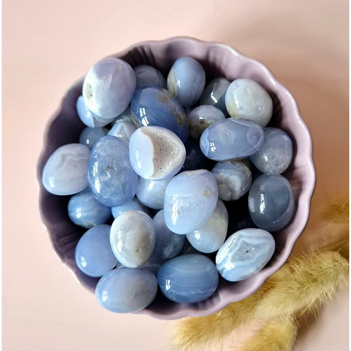 Blaue Spitzen-Achat-Drusen-Handsteine (3-5 cm) - SchatzStein